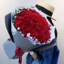 33朵紅色康乃馨花束...