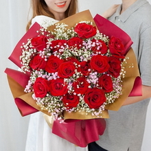 19支紅玫瑰,粉色+白色滿天星豐滿...